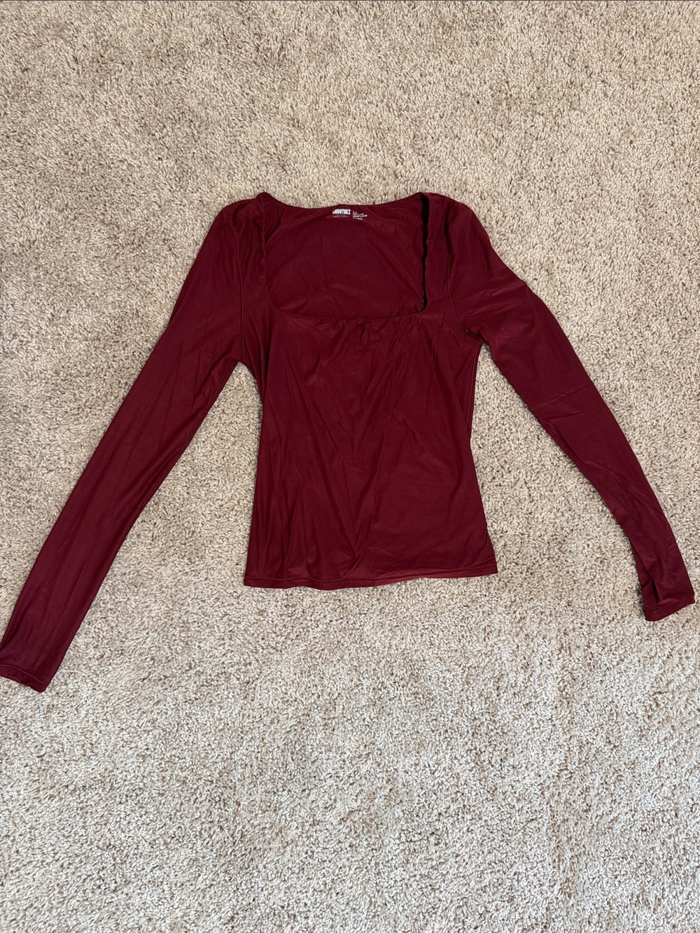 Hollister Burgundy Square Neck Long Sleeve Top